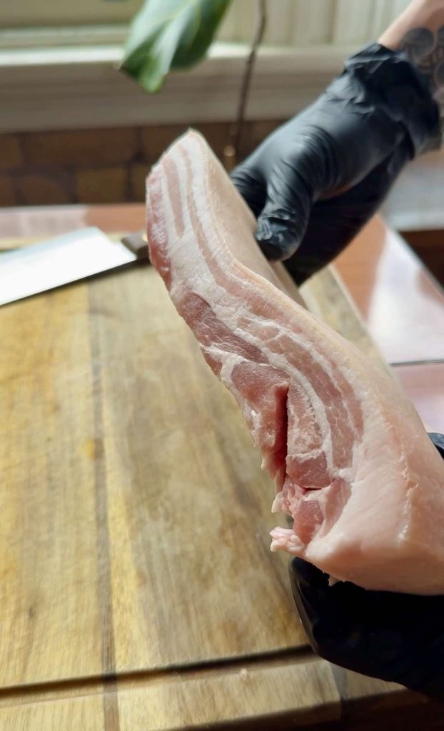 raw pork belly for The Best Char Siu Pork (Red BBQ Pork) recipe by Sam Low