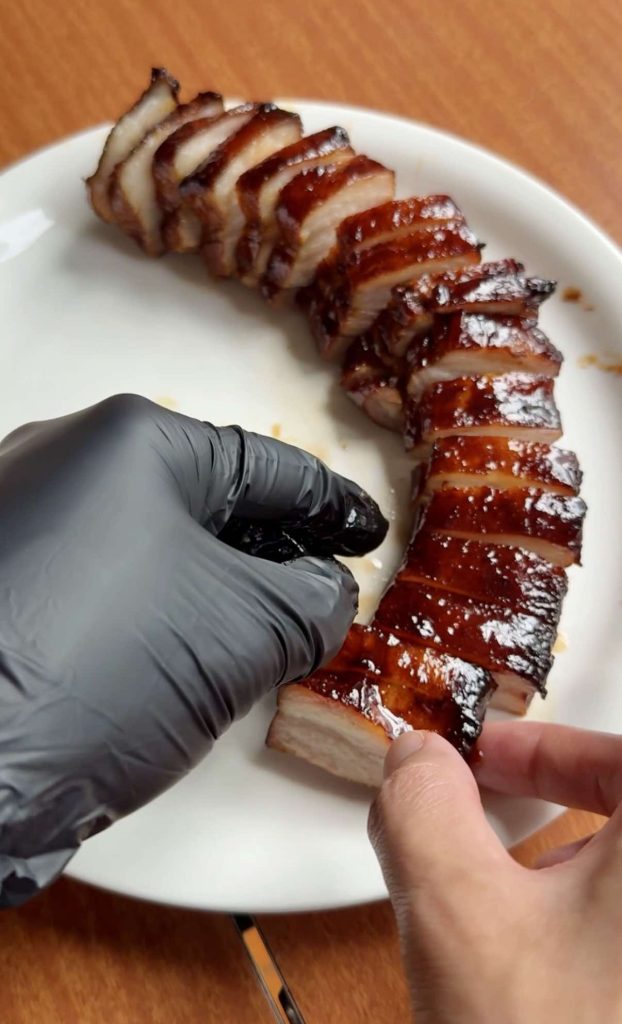 plating for The Best Char Siu Pork (Red BBQ Pork) recipe by Sam Low